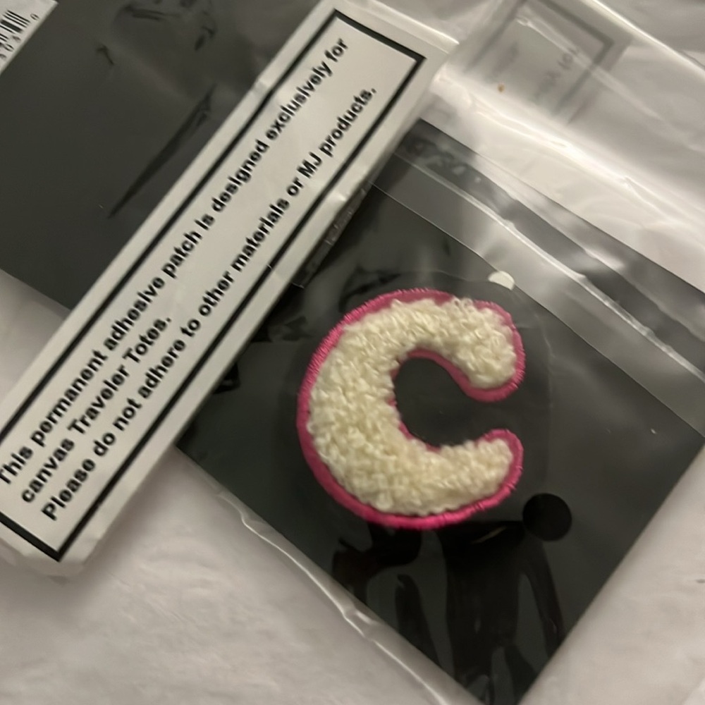 Marc Jacobs Pink and Cream Letter C Patch for tote bag